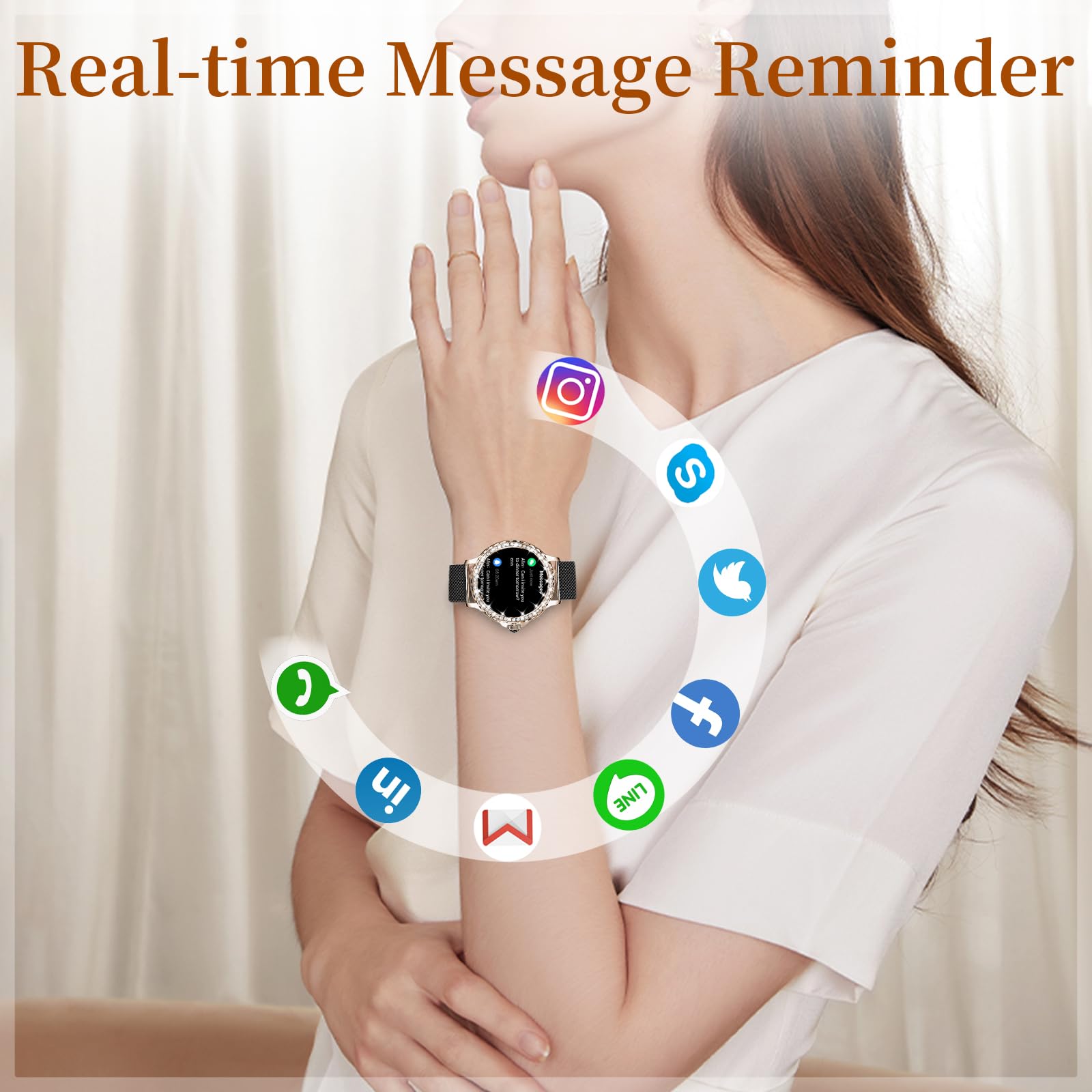 Smart Watches For Women (Answer/Make Calls), 1.3    Fitness Tracker Watch With Heart Rate/Blood Pressure/Spo2/Sleep Monitor, Ip6